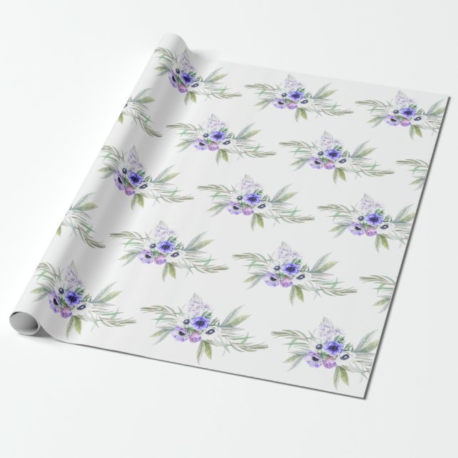 Pastel Violet Floral Geschenkpapier (Ungerollt)