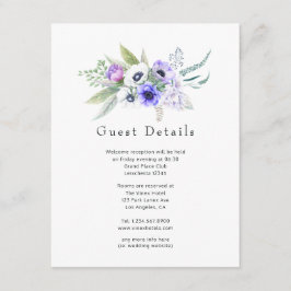 Pastel Violet Floral Wedding Guest Details Begleitkarte