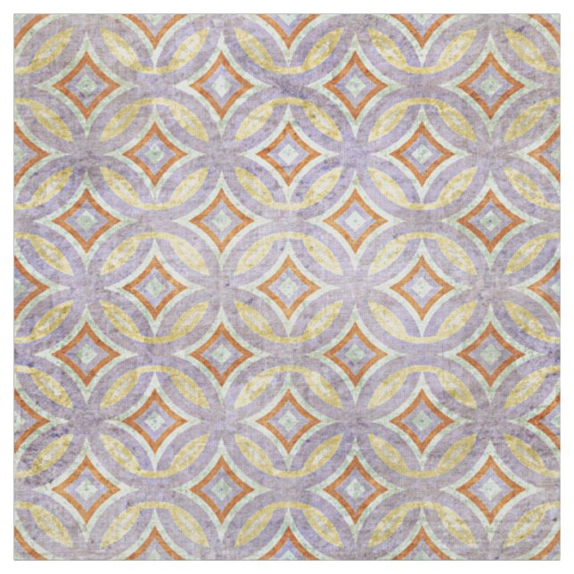 Pastel Violet Lila Orange Circles Mosaikmuster Stoff (Muster)