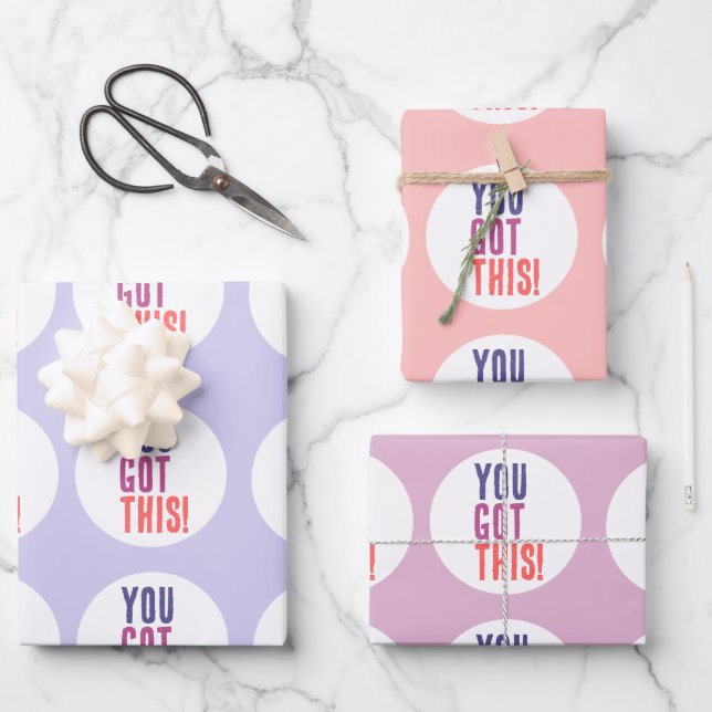 Pastel violet pink motivational You Got This Geschenkpapier Set (Vorderseite)