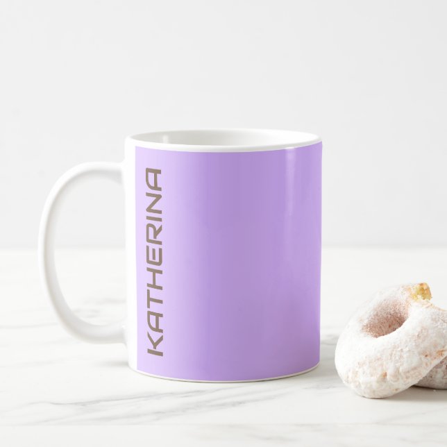 Pastel Violet Solid Color Personalisiert Kaffeetasse (Mit Donut)