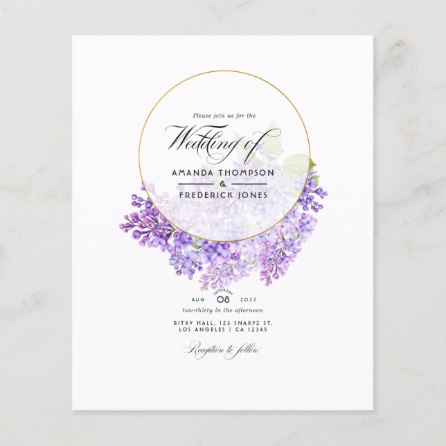 Pastel Violet und Gold Geometric Herbarium Hochzei Flyer (Vorne)