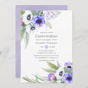 Pastel Violet und Plum Floral Bestätigung Einladung