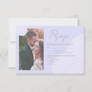Pastel Violet Wedding Blob Card Fine Lines Editabl RSVP Karte