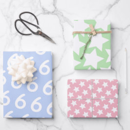 Pastel w. White Stars - Kindergeburtstag für das b Geschenkpapier Set