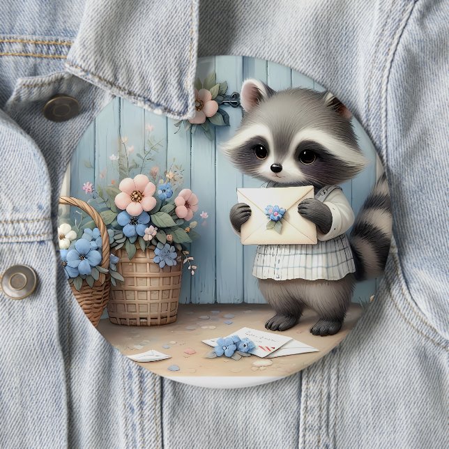 Pastel-Waschbären-Briefgarten Button (Beispiel)