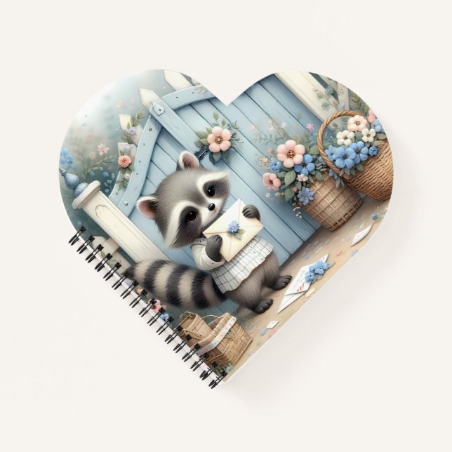 Pastel-Waschbären-Briefgarten Notizbuch (Vorderseite)