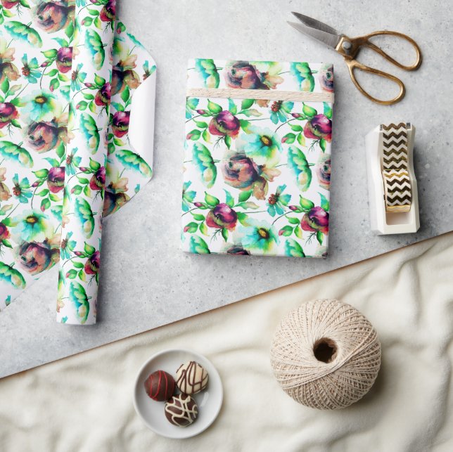 Pastel Wasserfarben Abstrakte Blume Geschenkpapier (Kunsthandwerk)