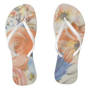 Pastel Wasserfarben Kunstwerk Bouquet von Blume Flip Flops