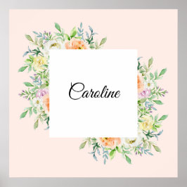 Pastel Wasserfarbenfloral mit benutzerdefinierten  Poster