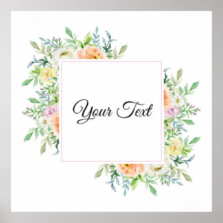 Pastel Wasserfarbenfloral mit benutzerdefinierten  Poster