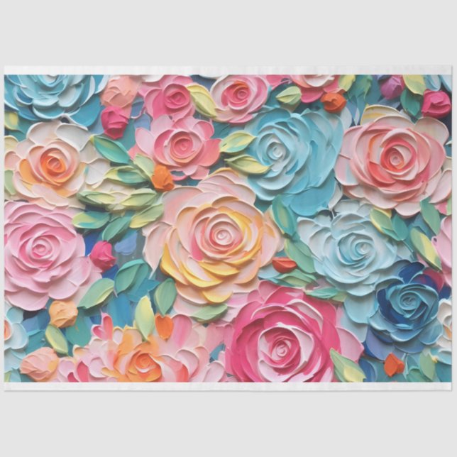 Pastel Watercolor Abstrakte Rose Decoupage Seidenpapier (Vorderseite)