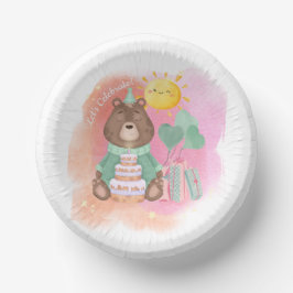 Pastel Watercolor Bear Birthday Party Plate Pappteller
