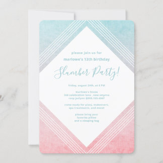 Pastel Watercolor Birthday Slumber Party Aqua Einladung