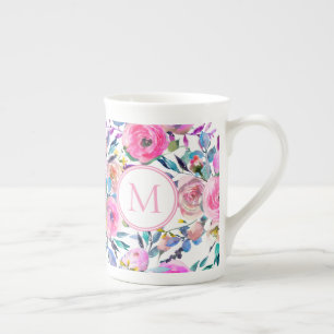 Pastel Watercolor-Blume Prozellantasse