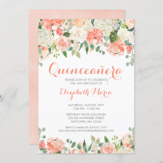 Pastel Watercolor Blume Quinceañera Einladung