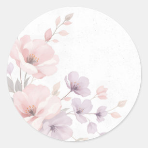 Pastel Watercolor-Blume Runder Aufkleber