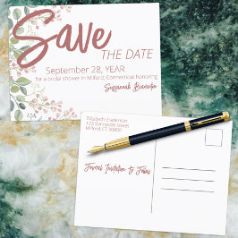 Pastel Watercolor Blumengestein Brautparty Ankündigungspostkarte