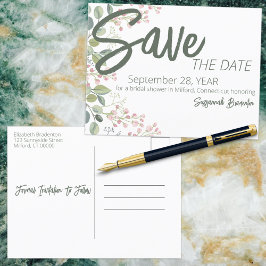 Pastel Watercolor Blumengestein Brautparty Ankündigungspostkarte