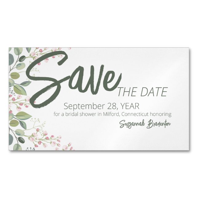 Pastel Watercolor Blumengestein Brautparty Magnetische Visitenkarte (Vorderseite)