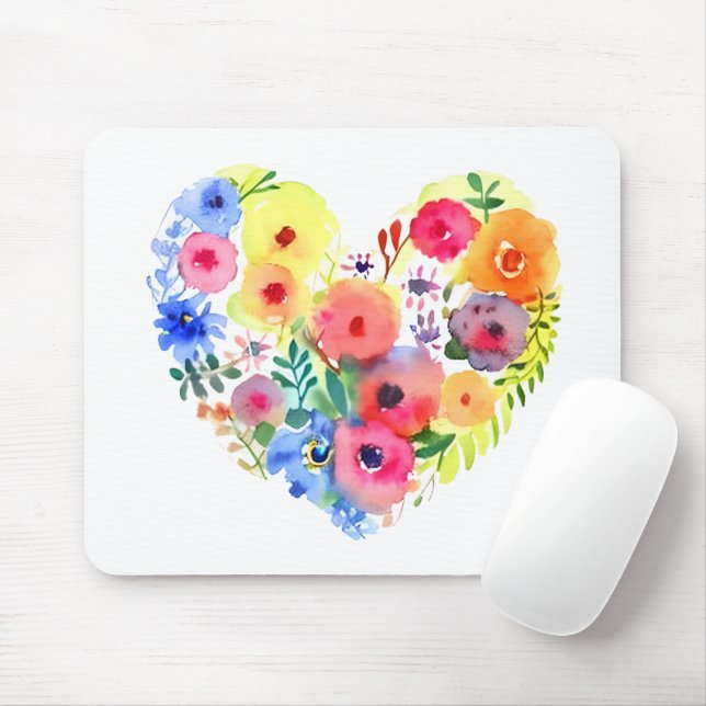 Pastel Watercolor Blumenkranz Mousepad (Mit Mouse)