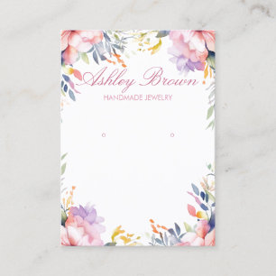 Pastel Watercolor Blumenschmuck Earring Display Visitenkarte