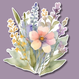 Pastel Watercolor Bohemisch Bouquet Wasserdicht Aufkleber