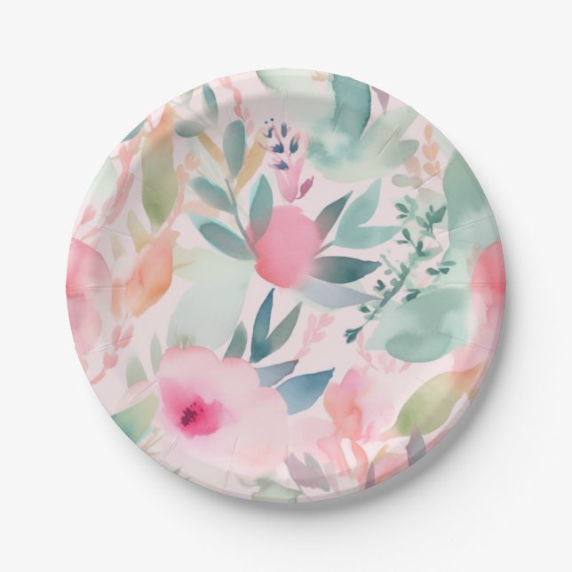Pastel Watercolor Brautparty Pappteller (Vorderseite)