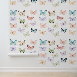 Pastel Watercolor Butterflies Nursery Baby Room Tapete