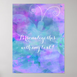 Pastel Watercolor Butterfly Personalisiertes Party Poster
