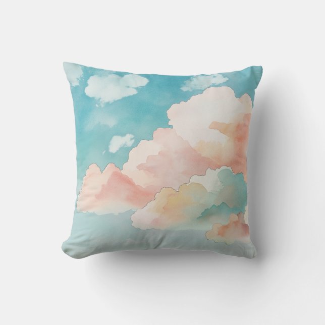 Pastel Watercolor Cloud Pillow Kissen (Vorderseite)