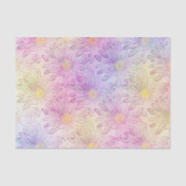 Pastel Watercolor Daisy Pattern Seidenpapier (Vorderseite)