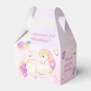 Pastel Watercolor Einhorn und Balloons Geburtstag Geschenkschachtel