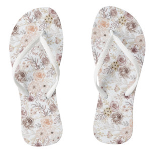 Pastel Watercolor Farbige Rose Flip Flops
