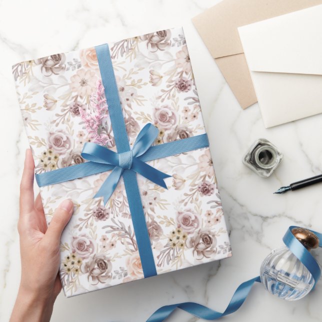 Pastel Watercolor Farbige Rose Geschenkpapier (Schenken)