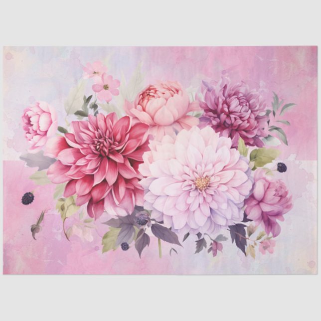 Pastel Watercolor Floral Bouquet Decoupage Seidenpapier (Vorderseite)