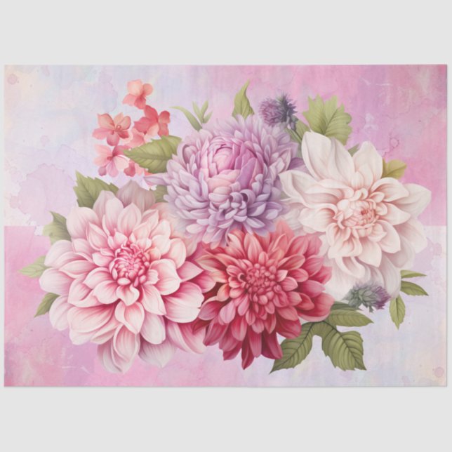 Pastel Watercolor Floral Bouquet Decoupage Seidenpapier (Vorderseite)