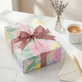 Pastel Watercolor Floral Pattern – Soft Spring  Geschenkpapier
