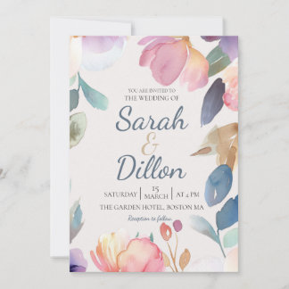 Pastel Watercolor Floral Wedding Einladung