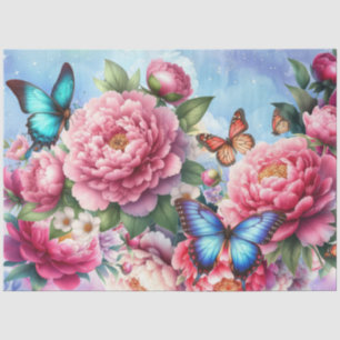 Pastel Watercolor Florals & Butterfells Dekoupage Seidenpapier