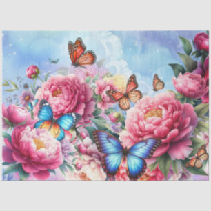 Pastel Watercolor Florals & Butterfells Dekoupage Seidenpapier