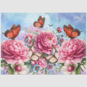 Pastel Watercolor Florals & Butterfells Dekoupage Seidenpapier