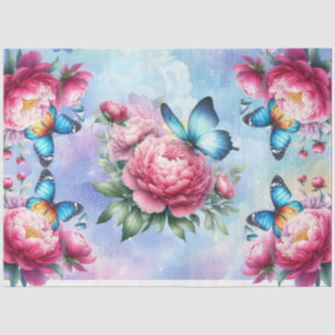 Pastel Watercolor Florals & Butterfells Dekoupage Seidenpapier