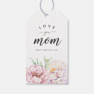 Pastel Watercolor Florals Liebe Mama Minimalistisc Geschenkanhänger