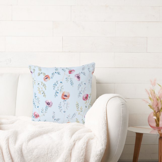 Pastel Watercolor Florals Throw Kissen (Liege)