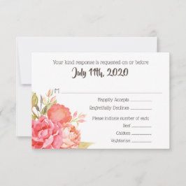 Pastel Watercolor Florals Wedding RSVP Karte