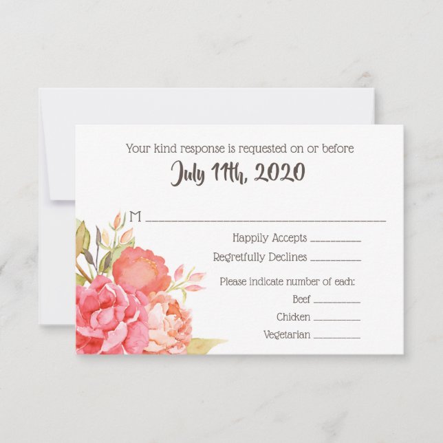 Pastel Watercolor Florals Wedding RSVP Karte