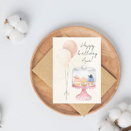 Pastel Watercolor Geburtstagskarte mit Cupcakes Karte