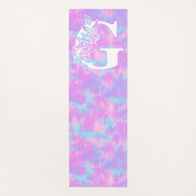 Pastel Watercolor Gefärbte Krawatte Monogram Yogamatte (Vorderseite)
