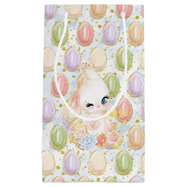 PASTEL WATERCOLOR GLITZER SEHEN EINEN OSTEREN BUNN KLEINE GESCHENKTÜTE (Vorderseite)